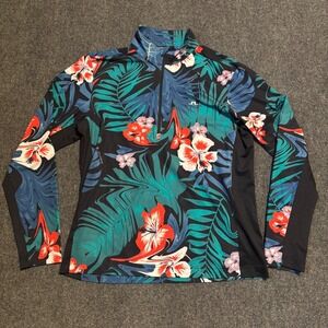 J.Lindeberg Luke Mid Layer Trendy Tropical Floral Quarter Zip Golf Pullover XL